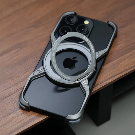 Metal Frameless Magsafe Magnetic Holder Phone Case For iPhone 16 15 14 13 Pro Max 16promax Aluminum Alloy Frame Shockproof Cover