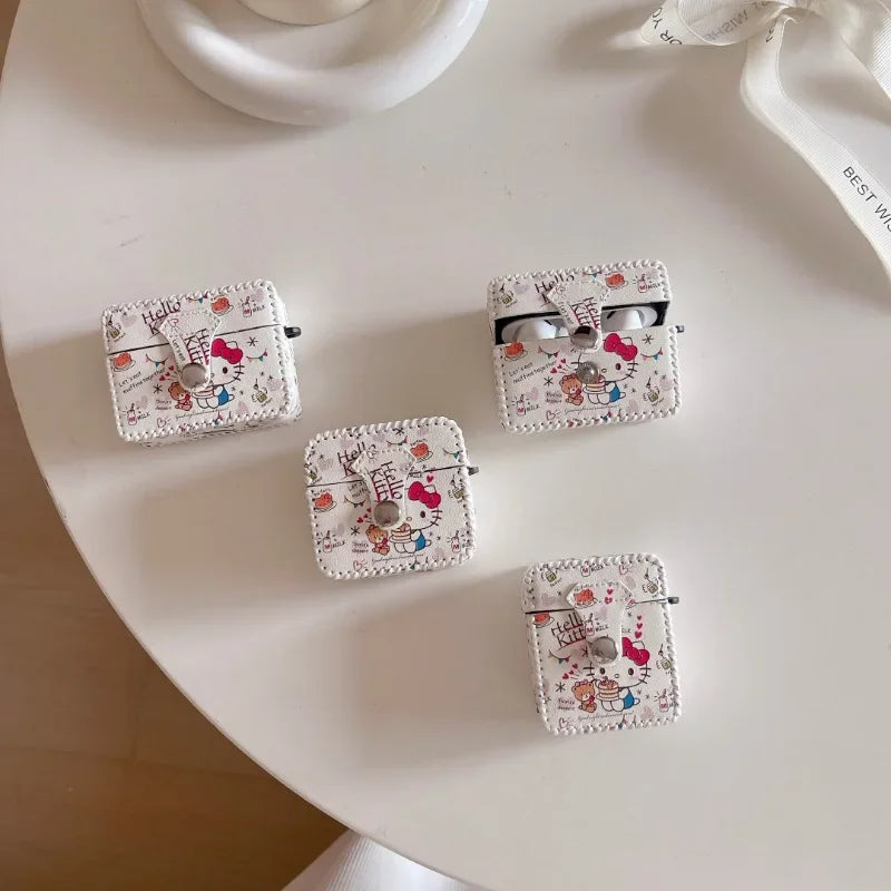 Sutiable for AirPods Pro 2 Premium Leather Earphone Cases with Leather Strap Anti-lost Anti-fall Cartoon Cute AirPods 1 2 3 Case