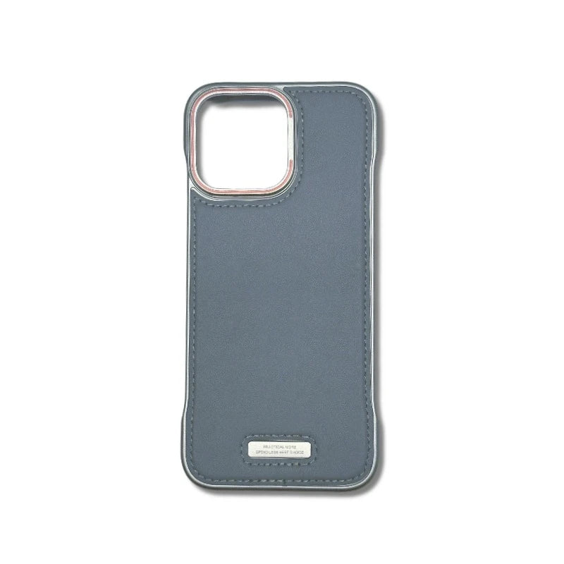 Phone Case Luxury Matte PU Leather Frameless For iPhone 16 15 14 13 12 Pro Max Plus Metal Lens Protection Shockproof Back Cover