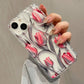 Metal Tulip Pattern Airbag Protective Phone Case For iPhone 14 13 11 15 16 Pro Max 16E 12 Mini XS XR X 8 7 Plus SE 2 Plus Cover
