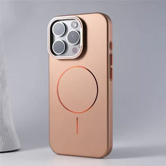 Stylish Camera Lens Holder Magnetic Magsafe Phone Case for IPhone 16 15 14 Pro Max Wireless Charging Matte Shockproof Hard Cover