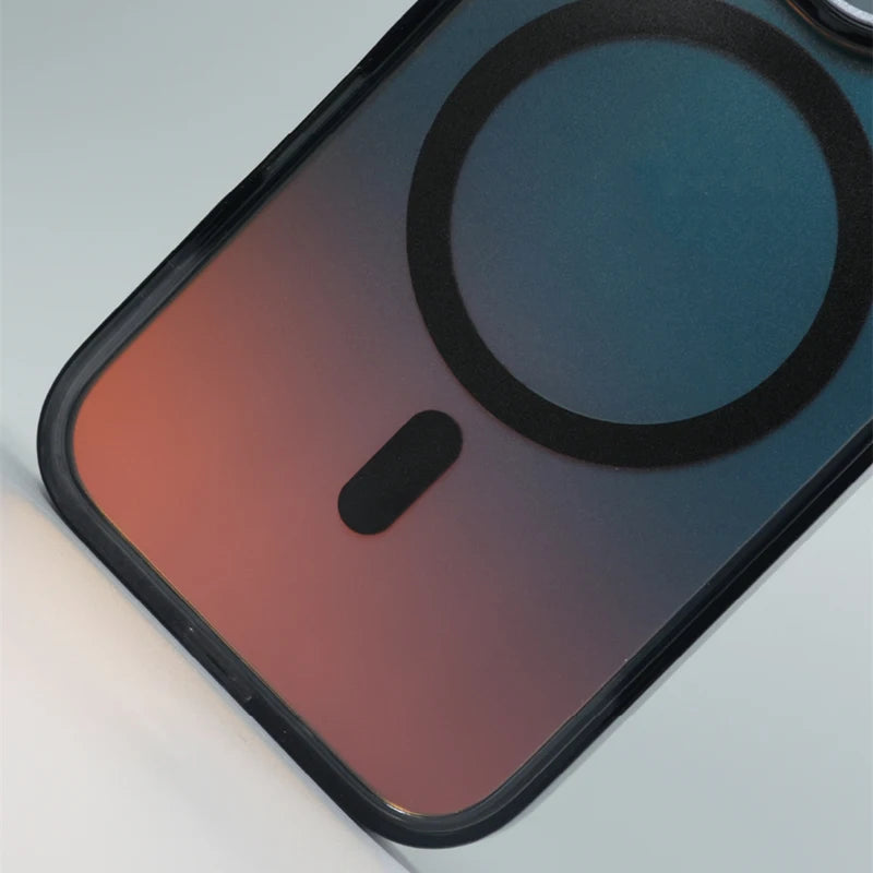 Metal Lens Kickstand Laser MagSafe Phone Case For iPhone 16 16pro max 14 15 Pro 13 12 Magnetic Wireless Charging Hard PC Cover