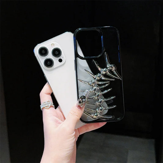 Unique design sense, three-dimensional drip glue fish bone Phone Case For iPhone 11 12 13 14 15 16 pro max