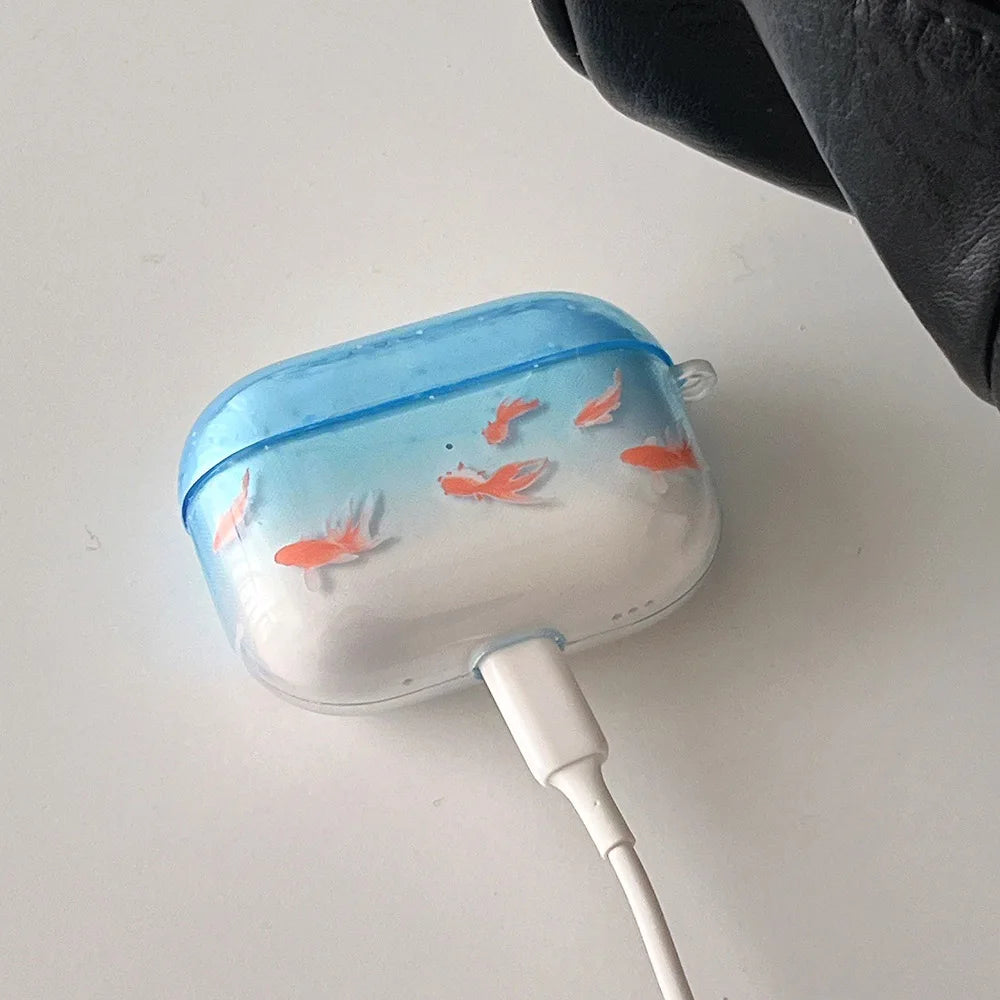 Cute and ornamental koi gradient earphone case for airpods 2 3 4 TPU soft protective cover for airpods pro 2 2nd charge box case