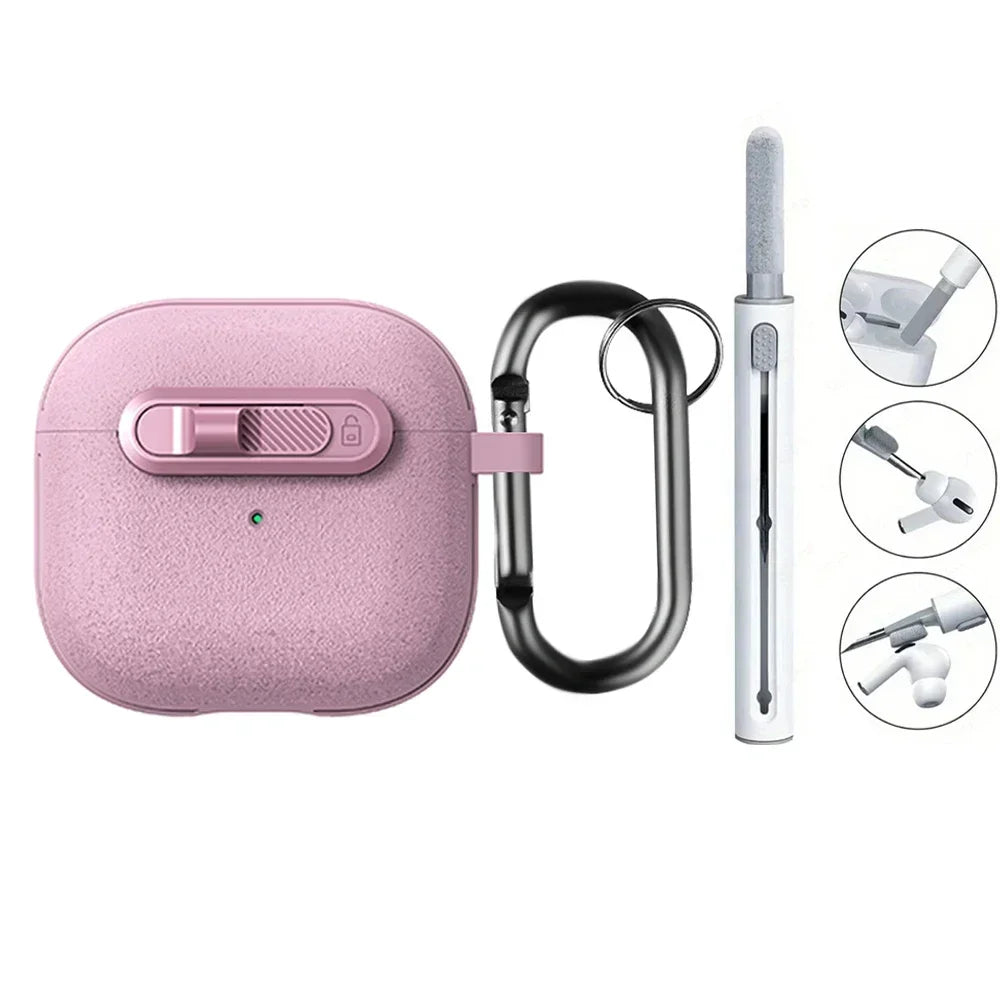 Frosted Earphone Case for Apple Airpods 4 with Cleansing Sets Wireless Headset Cover Magnetic Horizontal Lock Protective Covers