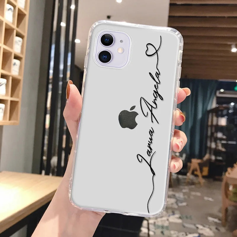Personalized Custom Name Phone Case For iPhone 13 12 11 14 15 16 pro 16 14 15 Plus Xs MAX XR 12 13 Mini Clear Cover Capa Fundas - Caseverse
