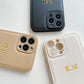 Customized Phone Case For iPhone 16 15 14 13 12 11 Pro Max Plus Personalized Name Initials Letters Luxury Leather DIY Cover 16 - Caseverse