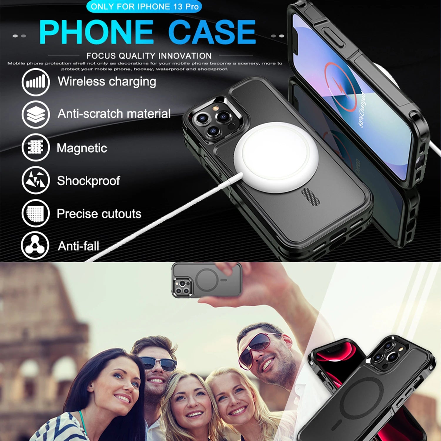 For iPhone 15 14 13 12 Magnetic Case Magsafe Military Grade Protection Back Shockproof Phone Case - Caseverse